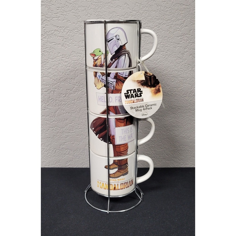 ICUP Disney Star Wars The Mandalorian Grogu Stacked Cups with Wire Rack - Read